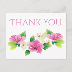 Cartão Postal Aquarela Obrigado Floral Rosa Púrpura Flor