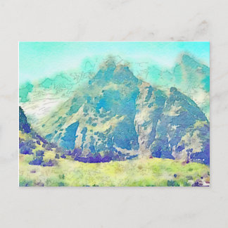 Cartão Postal Aquarela Paisagem Montanha