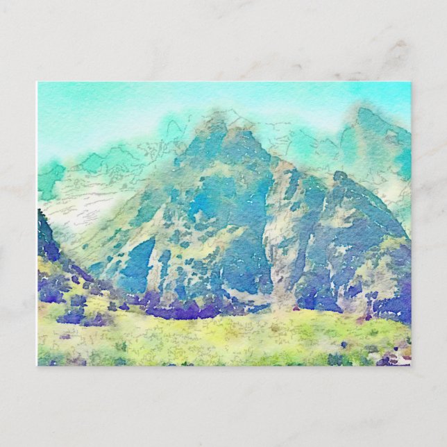 Cartão Postal Aquarela Paisagem Montanha (Frente)