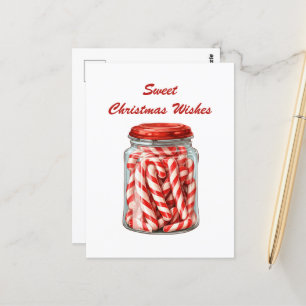 Cartão Postal aquarela Pimenta de Natal doce adicionar texto