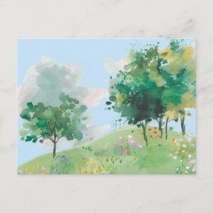 Cartão Postal Aquarela Primavera Desenhada à Mão