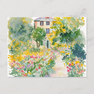 Cartão Postal Aquarela Primavera Natureza Colorida Desenhada à m