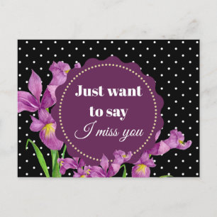 Cartão Postal Aquarela Púrpura Íris Arte Botânica