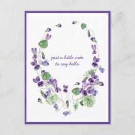 Cartão Postal Aquarela Roda de Violeta Roxa Pensando em Você Po