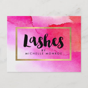 Cartão Postal Aquarelas Cor-de-Rosa Negrito Lash Extensões Sal