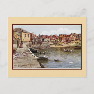 Cartão Postal Aquarelle Rua Ives Cornwall Seagulls no porto