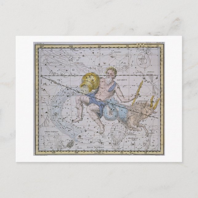 Cartão Postal Aquário e Capricórnio, de 'A Celestial Atlas', (Frente)