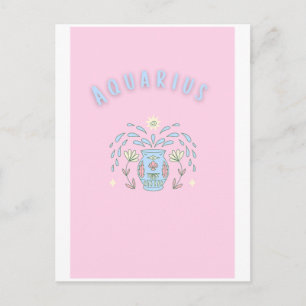 Cartão Postal Aquário Rosa, impressão do signo do zodíaco