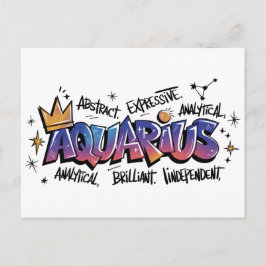 Cartão Postal Aquário Zodíaco Grafite