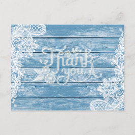 Cartão Postal Aquarium-Blue Wood e Casamento de rendas Obrigado