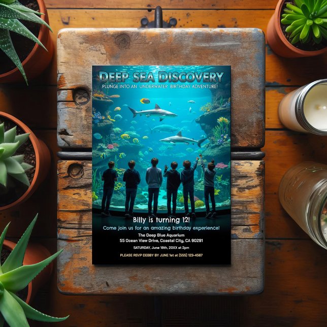 Cartão Postal Aquarium Deep Sea Discovery Birthday Party (Criador carregado)