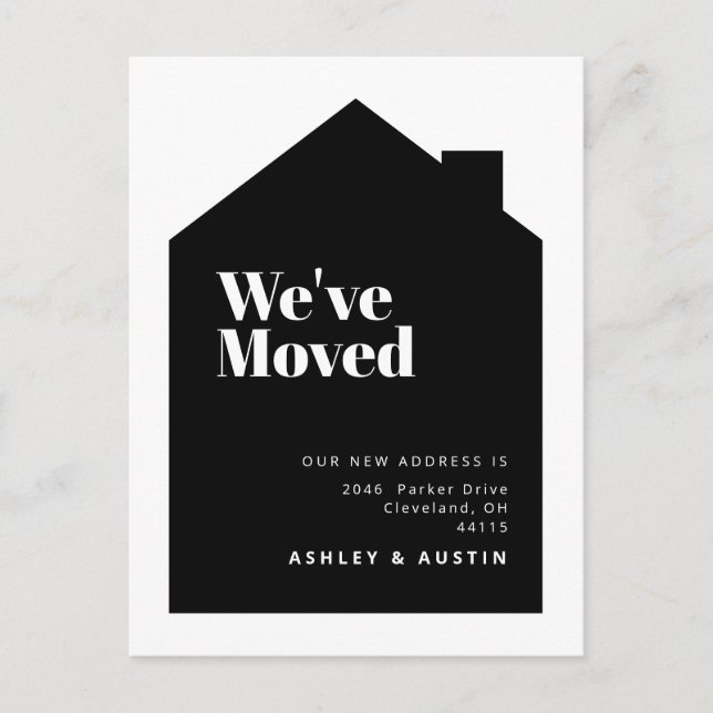 Cartão Postal Aquecendo a casa Moderno Mínimo Mudamos de novo pa (Frente)