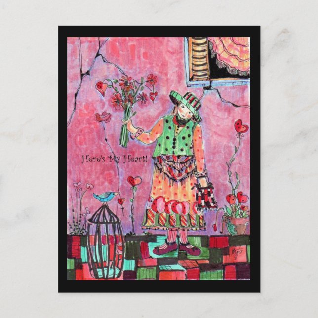 Cartão Postal Aqui está o meu coração (Frente)