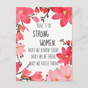 Cartão Postal Aqui está para Strong Women Watercolor Floral Clem