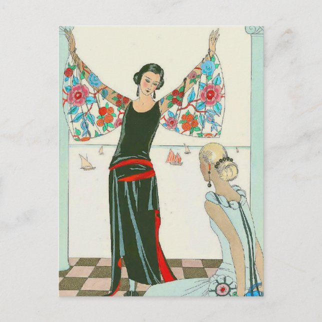 Cartão Postal Aqui estão as minhas asas por George Barbier (Frente)