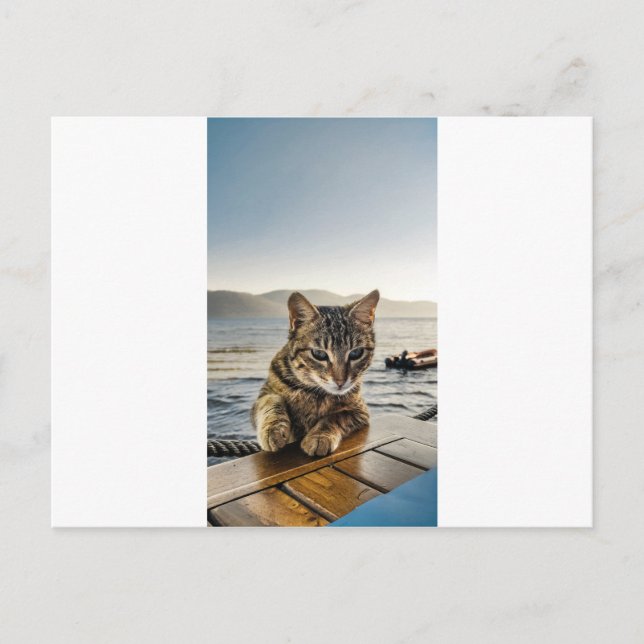 Cartão Postal "Aqui estou" diz o Gato (Frente)