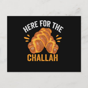 Cartão Postal Aqui Para o Pão Judeu Challah Engraçado Hanukkah