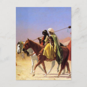 Cartão Postal Árabes atravessando o deserto por Jean-Leon Gerom