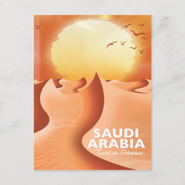 Cartão Postal Arábia Saudita por poster de viagens Aéreo (Frente)