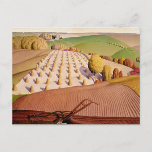 Cartão Postal Aradura de Outono, 1931 por Grant Wood
