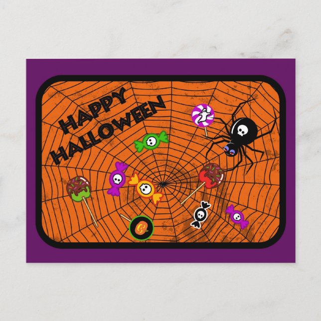 Cartão Postal Aranha com doces (Frente)
