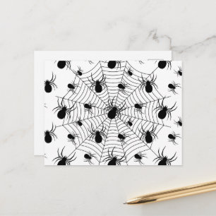 Cartão Postal Aranha preto e branco teia de aranha padrão de Hal