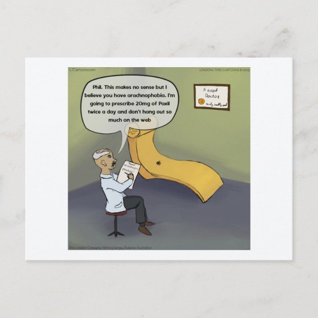 Cartão Postal Aranha Psiquiátrica Doente Engraçado (Frente)