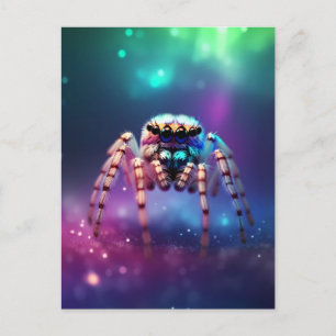 Cartão Postal Aranha Saltadora Fofa Cores Vibrantes