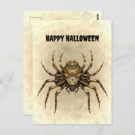 Cartão Postal Aranha Steampunk Feliz Halloween