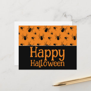 Cartão Postal Aranhas Festa Feliz Halloween Preto Laranja Person