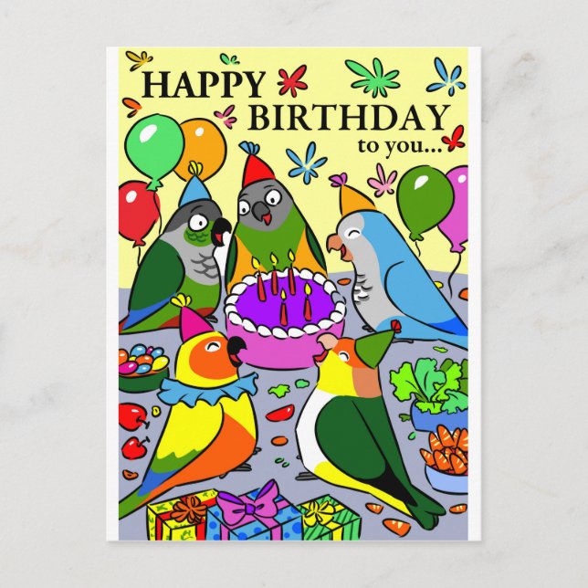Cartão Postal arara conure gcc quaker caique parroto senegal fel (Frente)