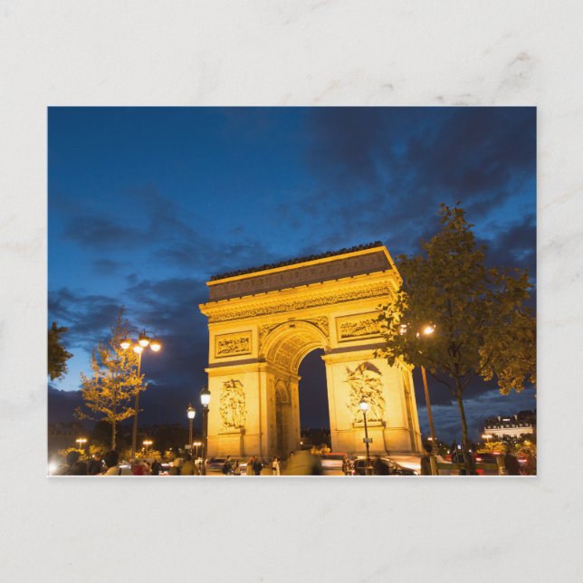 Cartão Postal Arc de Triomphe em Dusk, Paris (Frente)