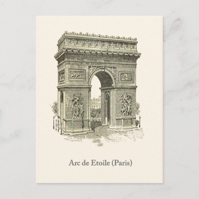Cartão Postal Arc de Triumphe, Paris, Etoile (Frente)
