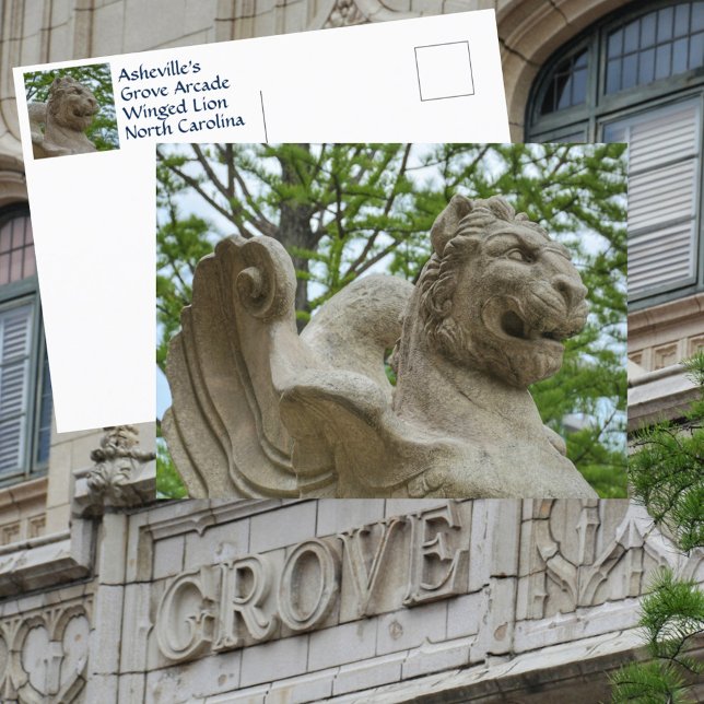 Cartão Postal Arcade Histórica do Grove da Estátua do Leão Asas  (Criador carregado)