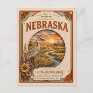 Cartão Postal Arcana Americana de Corte de Papel Vintage de Nebr