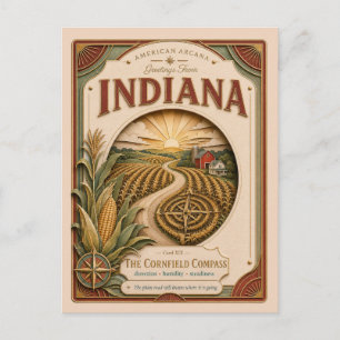 Cartão Postal Arcana Americana de Indiana em Papel Cortado Vinta