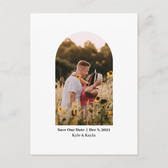 Cartão Postal Arch Photo Simple Elegant Chic Salvar Data (Frente)