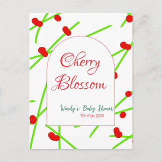 Cartão Postal Arch shape cherry blossom red green baby shower na