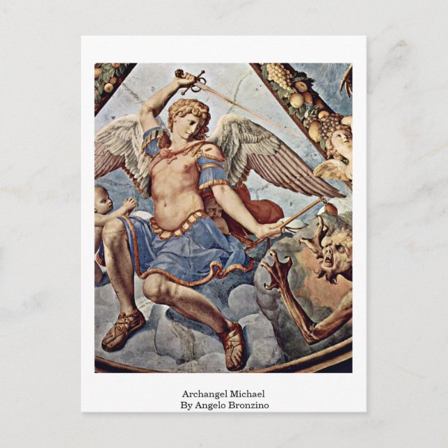 Cartão Postal Archangel Michael Por Angelo Bronzino (Frente)