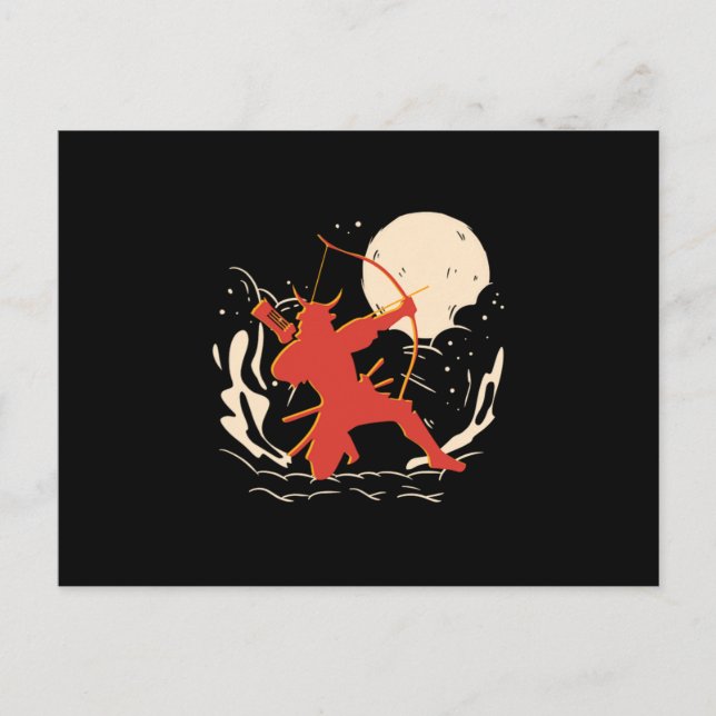 Cartão Postal Archer Samurai Warrior Archery Japão Bowman Gift (Frente)