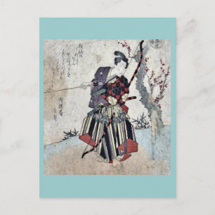Cartão Postal Archery, por Yanagawa, Shigenobu Ukiyoe