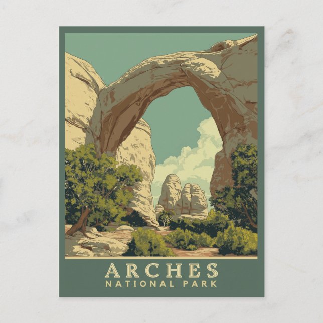 Cartão Postal Arches National Park em vibrante estilo retrô (Frente)