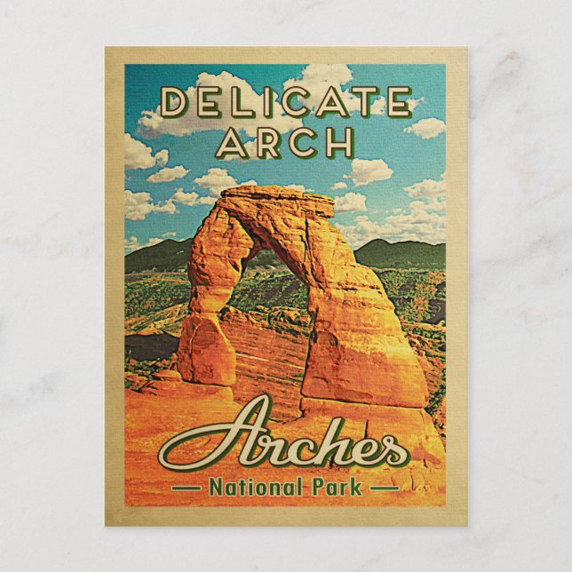Cartão Postal Arches National Park Postcard Retro Delicate Arch (Frente)
