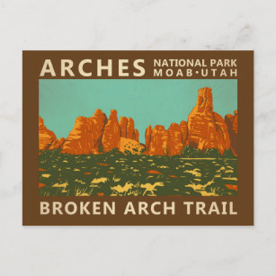 Cartão Postal Arches National Park Utah Broken Arch Trail Retro