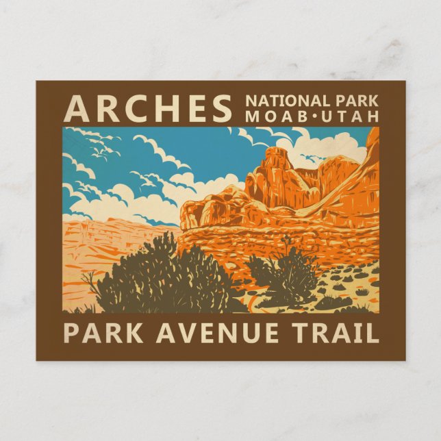 Cartão Postal Arches National Park Utah Park Avenue Trail 3 (Frente)