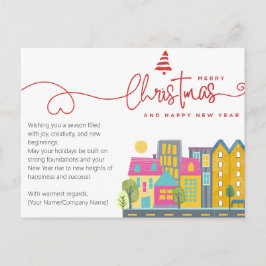 Cartão Postal Architect Builder Watercolor Minimal Christmas