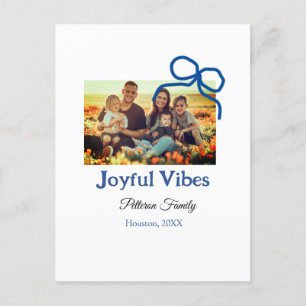 Cartão Postal Arco azul alegre Vibes adiciona o nome da família 