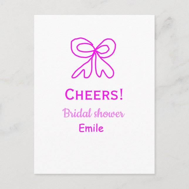 Cartão Postal Arco de casamento de laço roxo rosa com nome  (Frente)