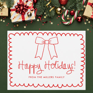 Cartão Postal Arco de Feliz Natal Minimalista Vermelho e Branco