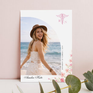 Cartão Postal Arco de Floral de Graduação de Enfermagem Obrigado
